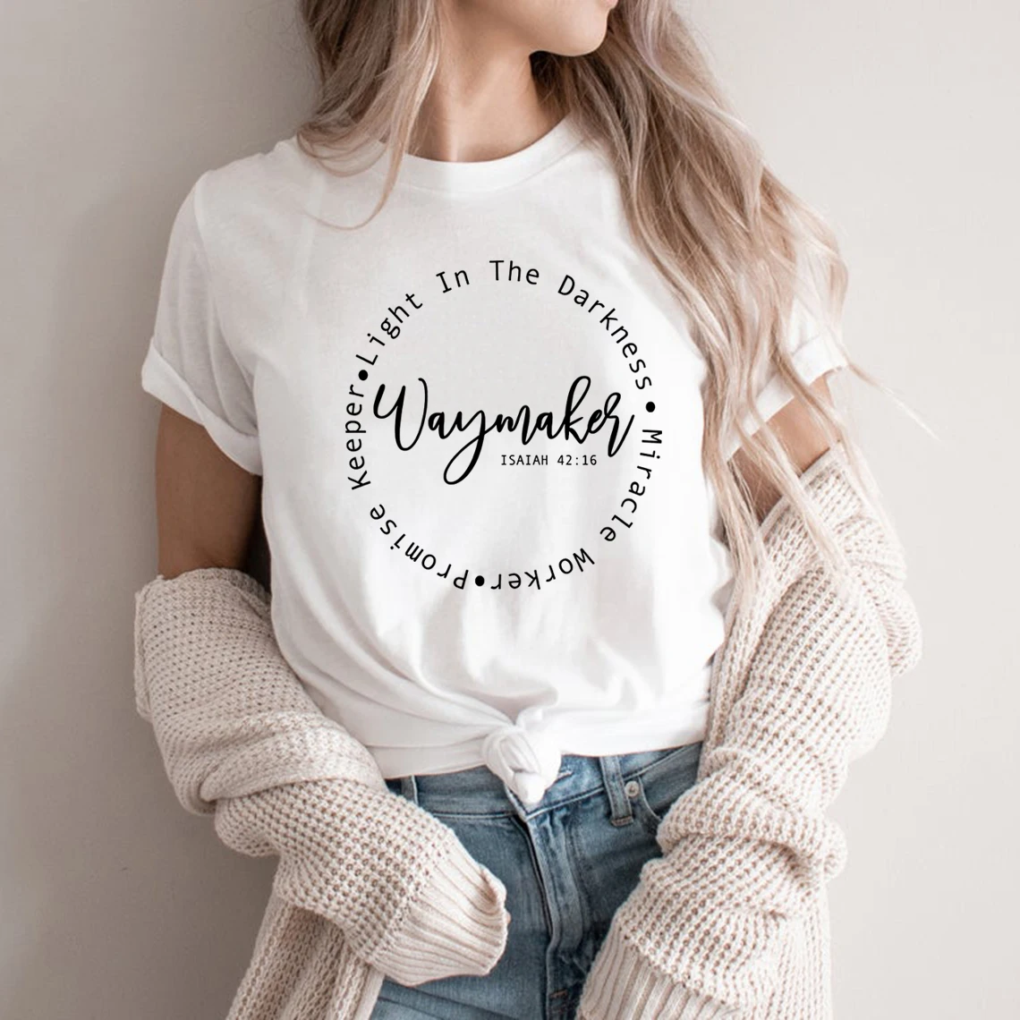 

Waymaker T-Shirt Christian Shirt Religious Gift Women Short Sleeve Casual T-shirts Crewneck Graphic T Shirts Bible Verse Tops