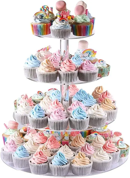 

Cupcake stand with multi-layer cake display stand Clear dessert tower