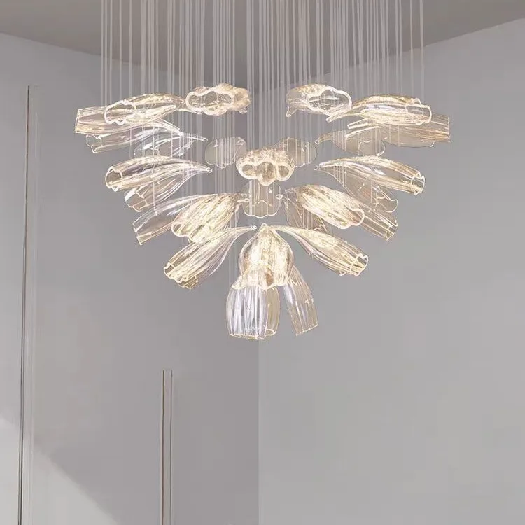 Modern light luxury villa hotel lobby sales department living room dining room chandelier designer petal modeling