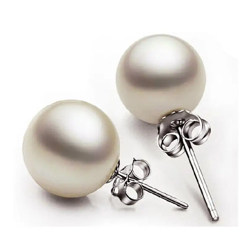 Pearl Earrings Silver Plated Stud Earrings For Women Earing Jewelry Earings 6mm 8mm Pearl Earring Kolczyki Pendientes 2CF2