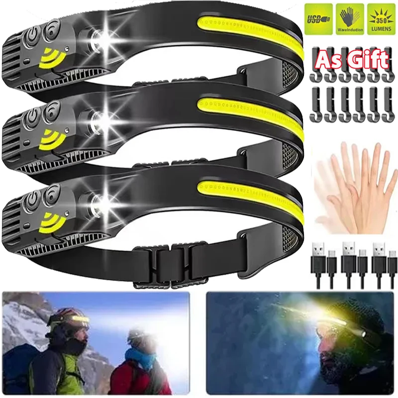 

Headlamp Rechargeable USB Super Bright Headlamp Flashlight Waterproof Headlights for Hunting Camping