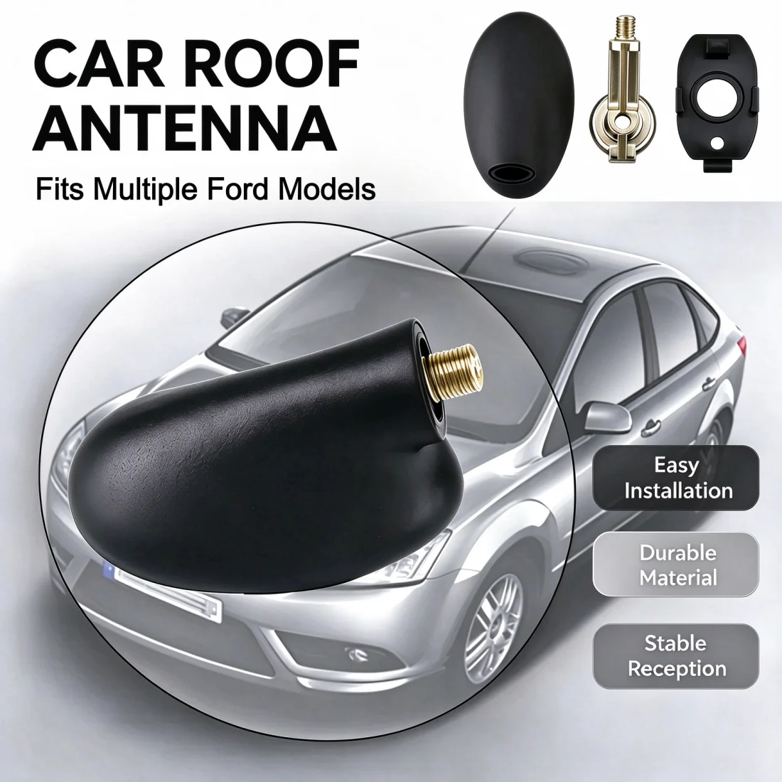 XS8Z-18919-AA Car Roof Radio Antenna Base AM FM Aerial Replacement For Ford Focus Fiesta Mondeo Transit C-Max Kuga Ka Escort