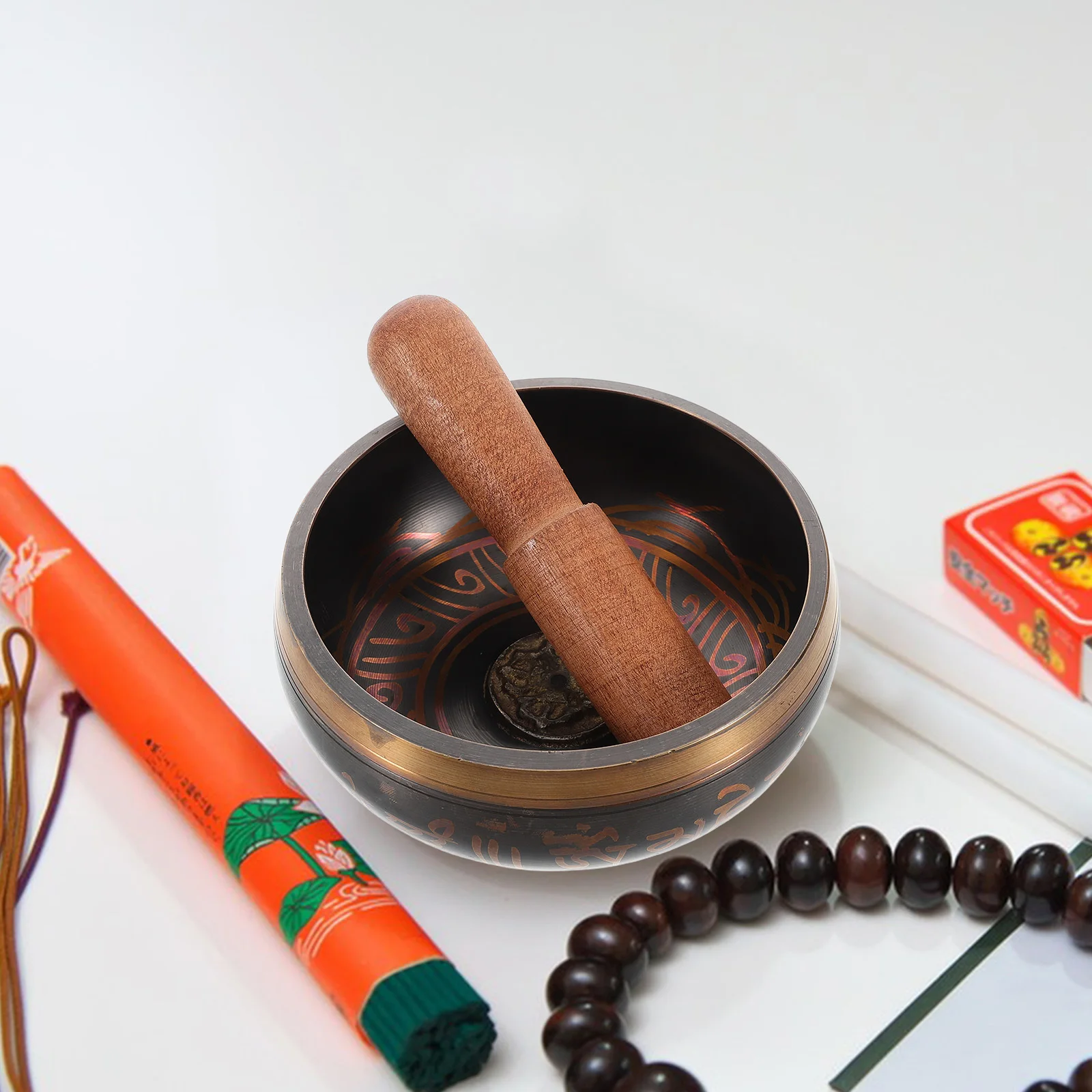 1 مجموعة وعاء الموسيقى التبتية 11.5 سنتيمتر النحاس التأمل الصوت السلطانية مطرقة خشبية اليوغا ملحق أطباق الصوت #2