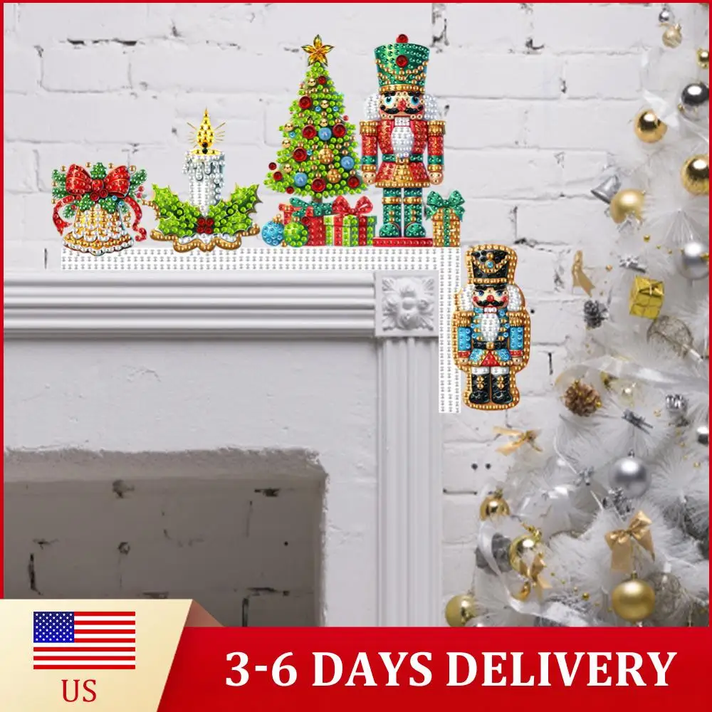 

Деревянный рождественский 5D DIY алмазный декор для углов дверного проема, ручная работа, для украшения дома