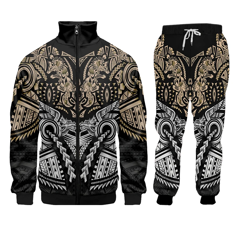 Tahiti Polynesia Men Tracksuit 2 Piece Set 3D Casual Hoodies Sweatshirt Pants Sportswear Joggers Men Sets Sweatsuits Custom