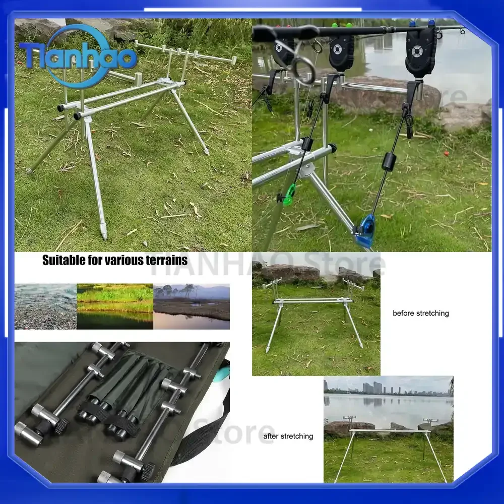 Verstellbarer, Langlebiger, Ausziehbarer Karpfenangel-Rod Pod Ständer aus Aluminiumlegierung