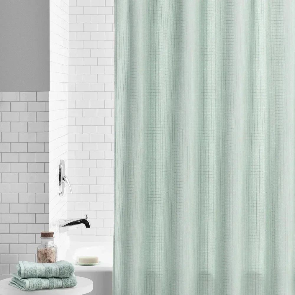 

Экологичная занавеска для душа из вафельной ткани из переработанного полиэстера, зеленая