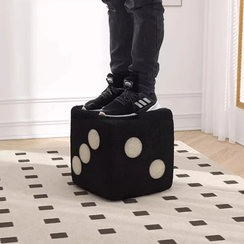 النرد مربع البراز الأثاث الحد الأدنى الحديثة وسادة صغيرة البراز الشمال الإبداع مدخل الأحذية تغيير البراز أسود أبيض #5