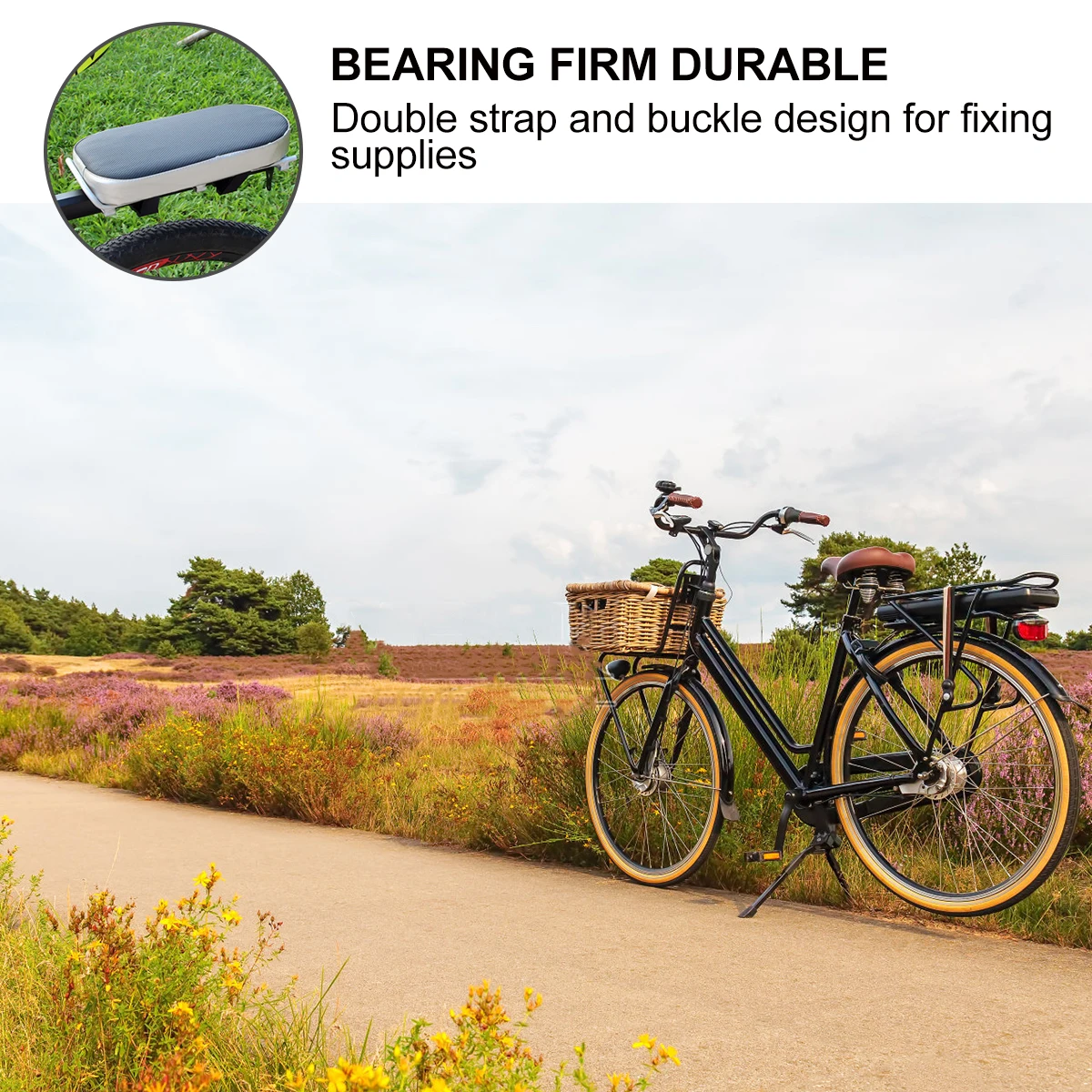 

Bike Rear Seat Cushion Thickened Durable Sponge Pad for Mountain Road Folding Bicycles Passenger Seats Easy Installation