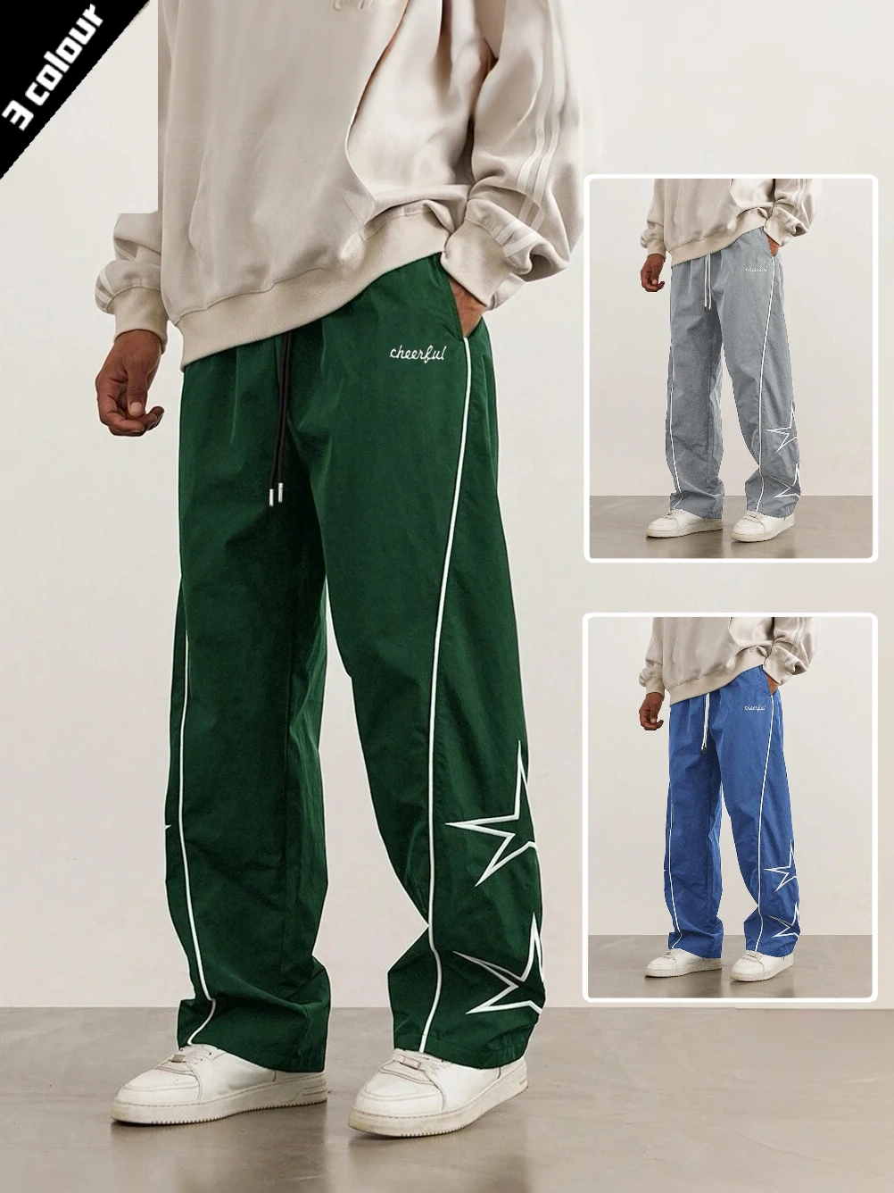 

Men's Striped Three - Color Pants for Sports, Fitness, Jogging, Casual Style with Pockets