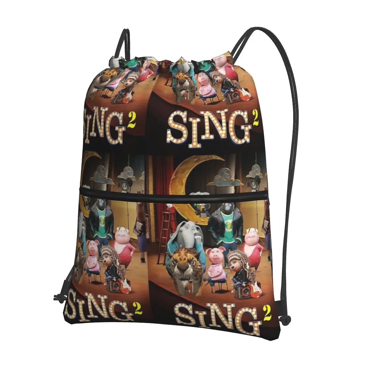 Sing 2-mochila portátil con cordón para hombre y mujer, bolsa con cordón, a la moda, para viaje, deporte