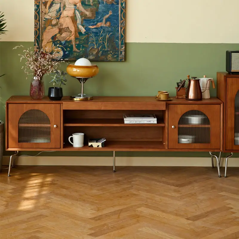 Mobile TV nordico retrò in legno massello combinazione tavolino moderno semplice piccolo appartamento mobile TV soggiorno pavimento domestico