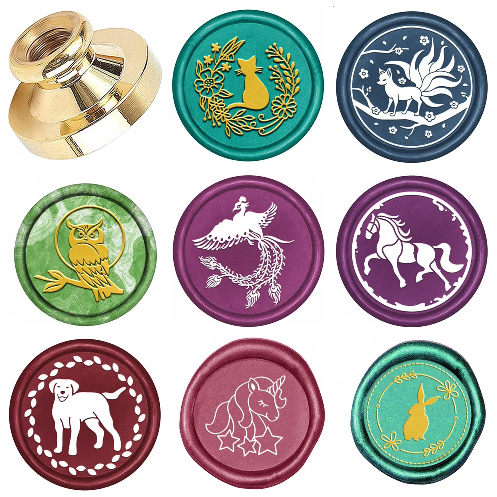 Animali Labrador Cavallo Fenice Unicorno Timbri sigillo di cera Teste rimovibili per sigillare cera in ottone per la decorazione della carta d\'invito