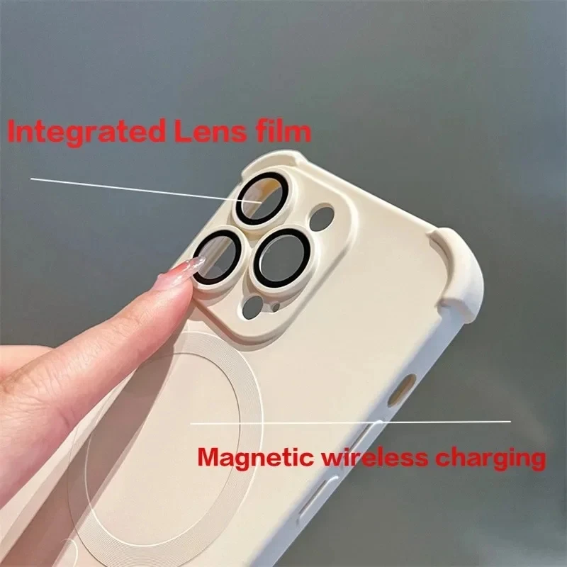 حافظة ناعمة مضادة للصدمات لهاتف آيفون 17 برو 16 15 13 12 14 برو ماكس 16 بلس لهاتف Magsafe غطاء حماية عدسة الشحن اللاسلكي