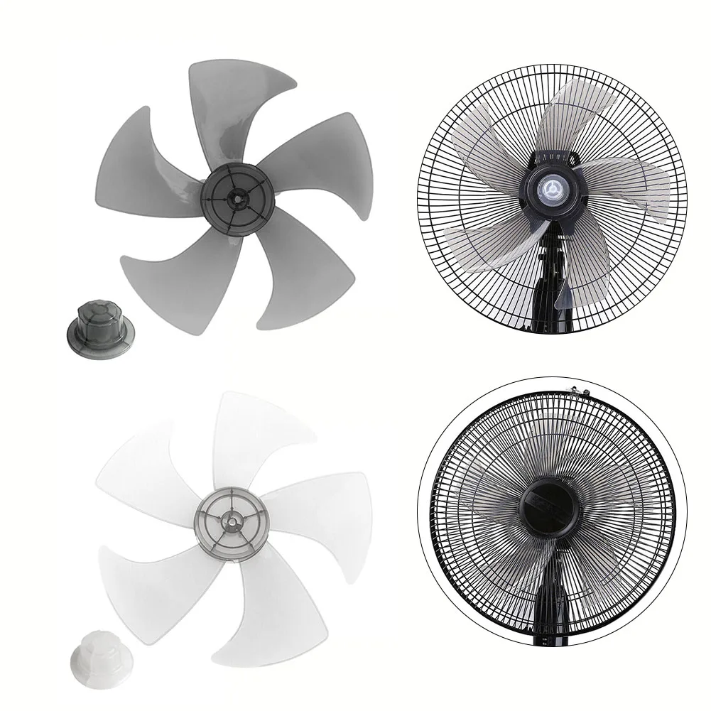 14 Inch 5 Leaves Plastic Fan Blade Household Standing Pedestal Fan Blade With Nut Cover For Pedestal  Electric Fan Accessories