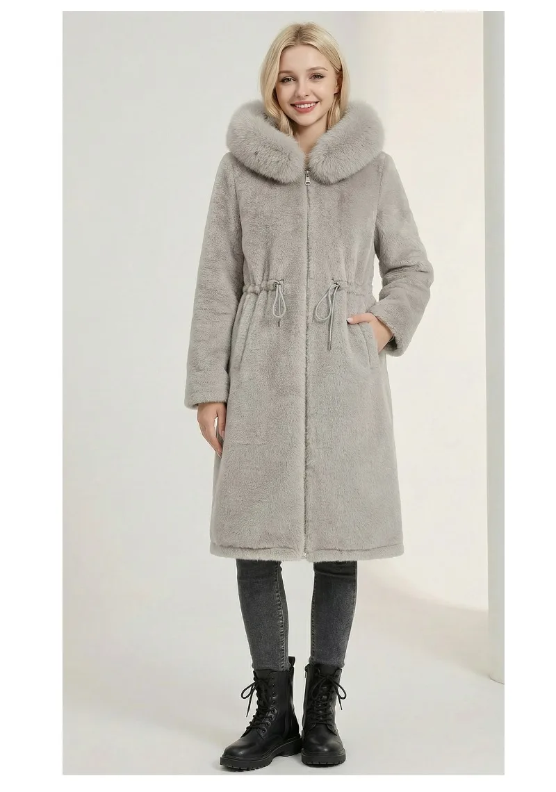 2026 New Double-sided Wear Parkas Women's Winter Fleece Cotton-padded Jacket X-long Overcoat Faux Mink Fur Thicken Hooded Coats