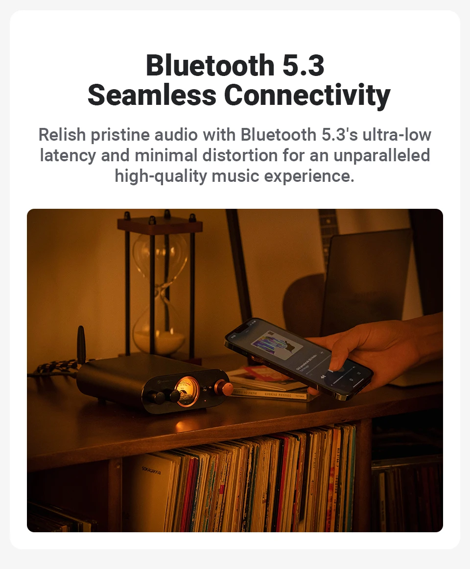 Fosi Audio MC101 Bluetooth-Stereoverstärker Home Audio Mini-Verstärker mit VU-Meter 2-Kanal-HiFi-Empfänger für passive Lautsprecher – Detail 9