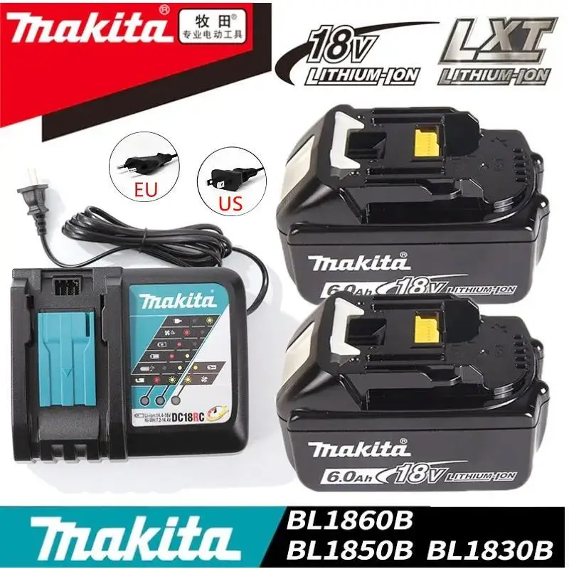 Makita BL1860B 18V original 6Ah lithium battery, compatible with DTW700 DDF487 DF333 DGA404 More Makita 18V power tool batteries