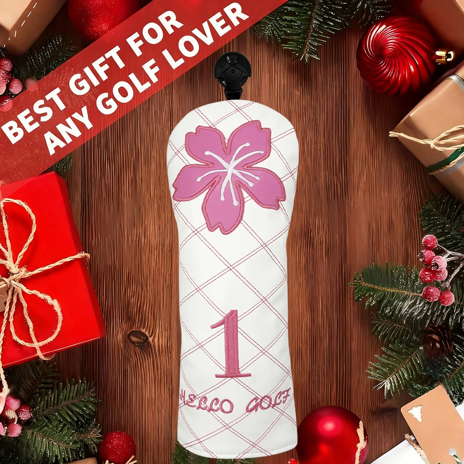 Golf Club Head Covers PU Leather Soft And Durable Protector Cover For Driver Fairway Hybrid  Cover Embroidery Sakura Pattern image 6