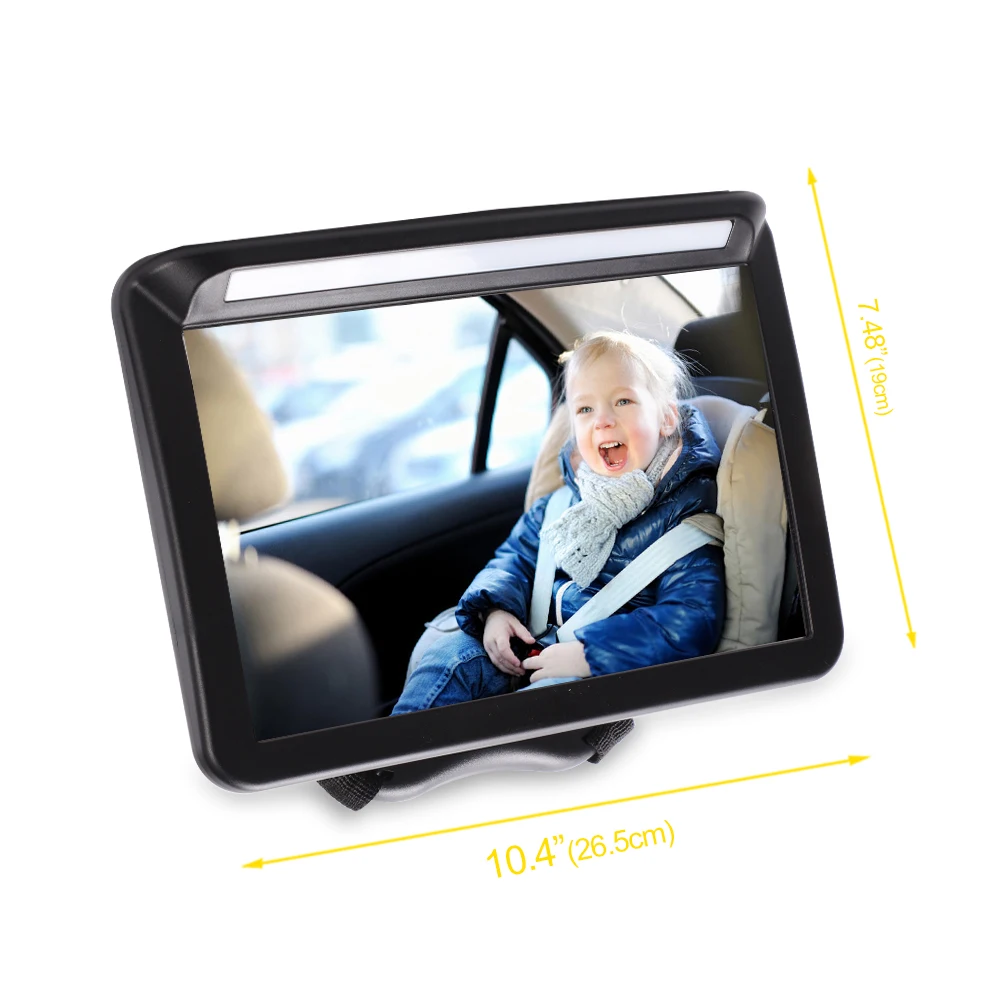Baby Car Mirror with Remote Control Soft Led Light ShatterProof Acrylic Baby Mirror for Car