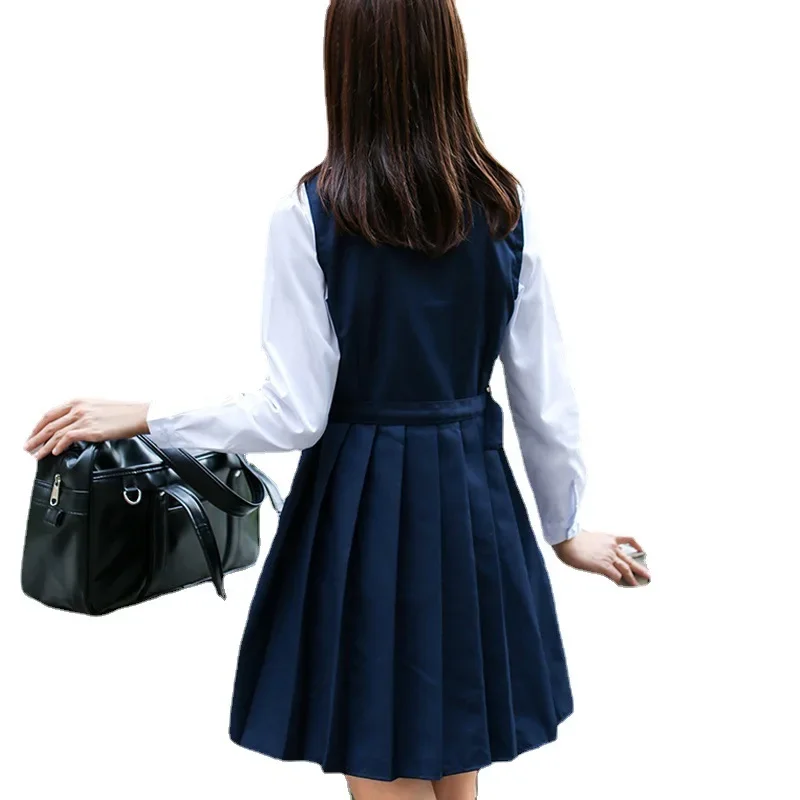 Japanische Klassen uniform, Schuluniform, Studenten uniform, Eck leiste, weibliches weißes Hemd Matrosen anzug Tank Top Kleid Kleid Set