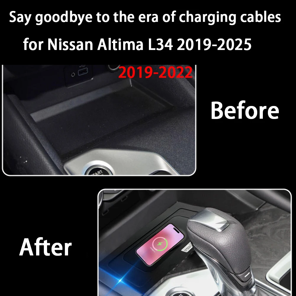for Nissan Altima L34 2019-2025 Center Console Storage Wireless Mobile Phone Charger QI 18W iPhone Magsafe Fast Charging Panel - Image 2
