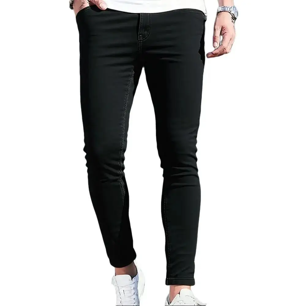 

Мужские легкие эластичные джинсы узкого кроя — модные и универсальные, повседневный уличный стиль, хлопчатобумажная ткань, всесезонная одежда