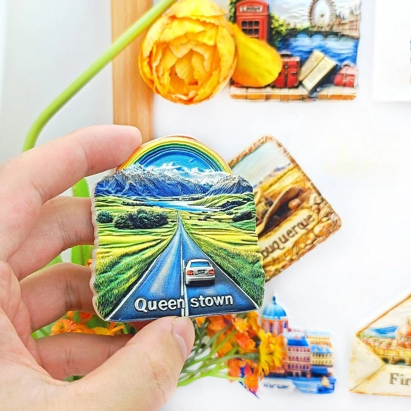 مغناطيس ثلاجة Queenstown Mountain Road - هدية مغامرة ديكور مغامرة ثلاثية الأبعاد لتزيين جبال الألب الجنوبية