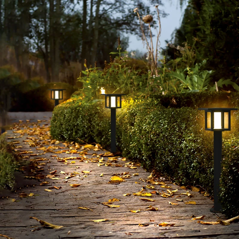 Outdoor Solar Garden Ground Pillar Lights Waterproof Die-cast Aluminum with Frosted Glass Dustproof Rustproof for Lawn Lighting