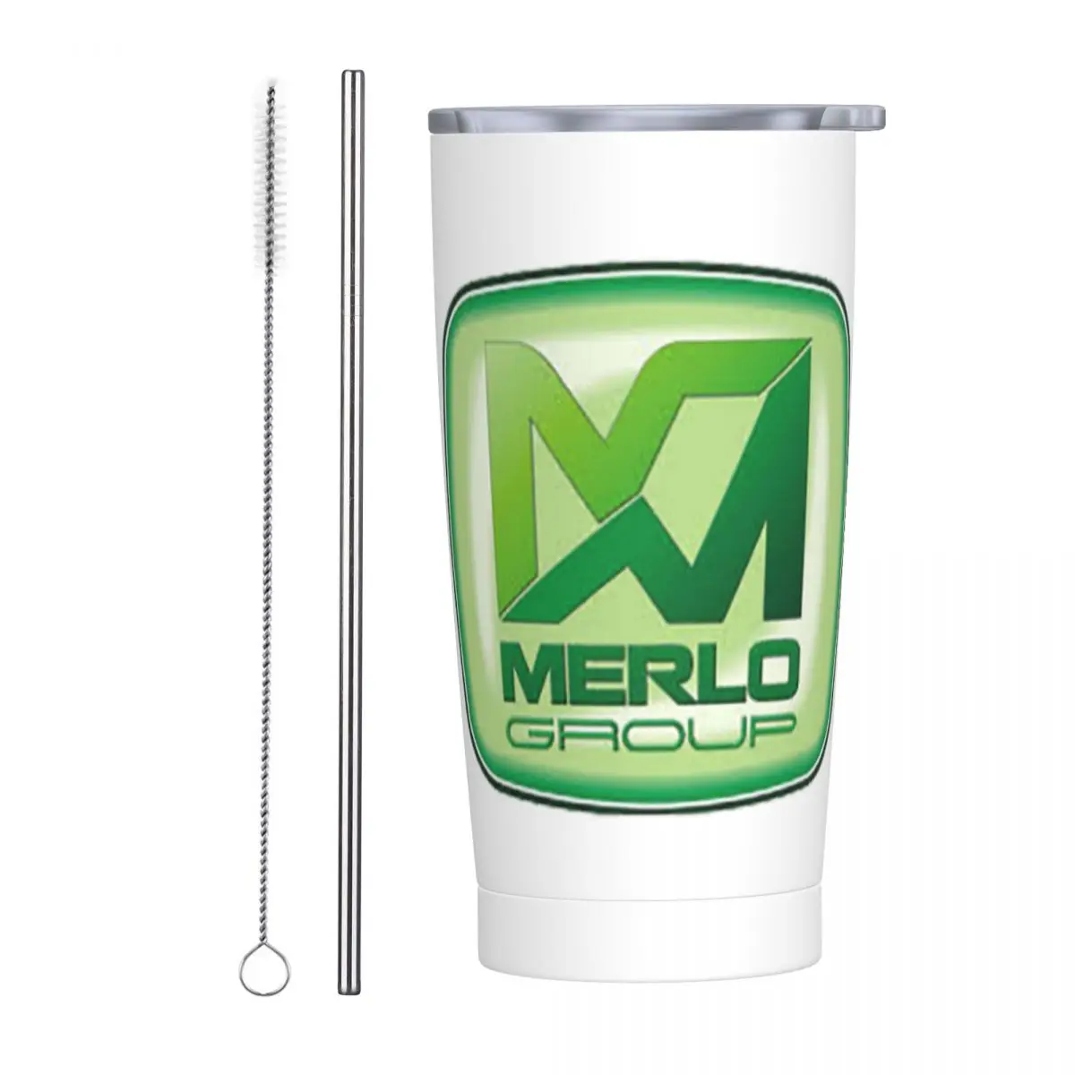 Merlo Logo Stainless Steel Tumbler Vacuum Insulated Mug Thermal Cold Bottle Straws With Lid 20oz