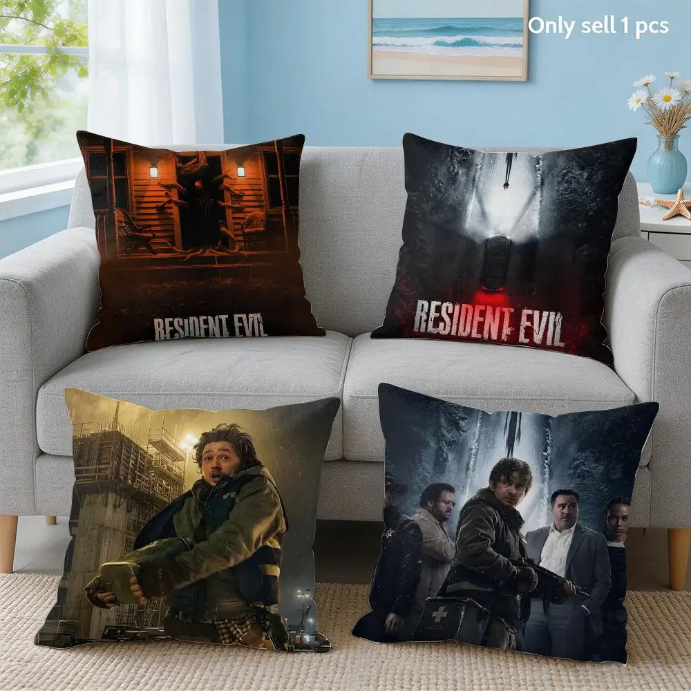 R-Resident Evil 2026 Movie Cushion Cover Soft Short Plush Throw Pillow Cover Hidden Zipper Cutecore Sofa Bedroom Home Decor