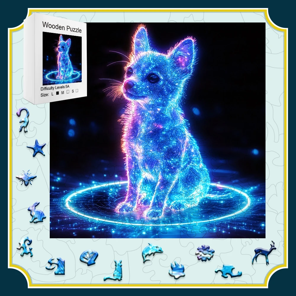 لغز خشبي رائع للكلاب الغريبة | قطع لغز الحيوانات غير النظامية | ديكور المنزل الإبداعي ولعبة تخفيف التوتر للبالغين | هدية مثالية f #1