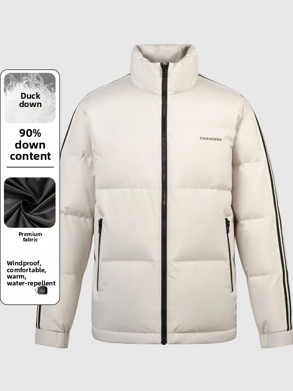 

H-Home 2025 New Men's down Jaet Casual Side Stripe Warmth Outdoor Ci Casual Daily Wear Waterproof Polyester Fiber