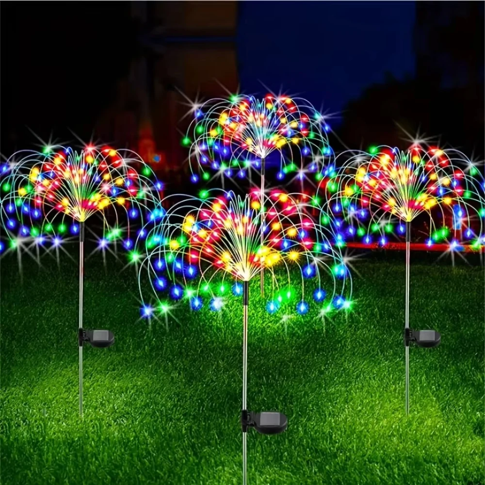 Lampu Kembang Api 8 Mode Lampu Kembang Api Dandelion Bola Rumput Luar Ruangan Bertenaga Surya untuk Lampu Liburan Lanskap Halaman Taman