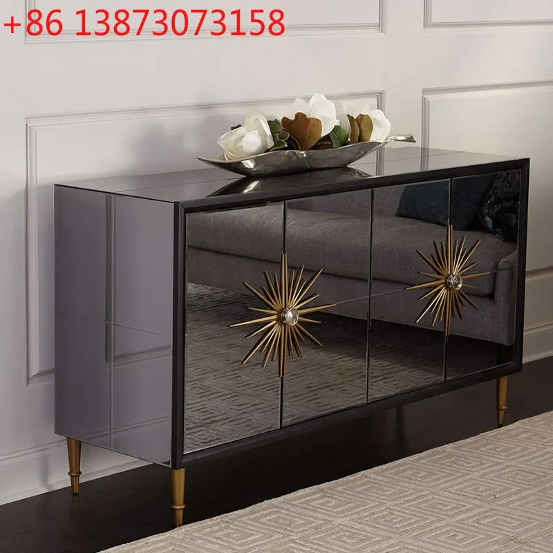 

American light luxury gray mirror meal modern simple entrance cabinet