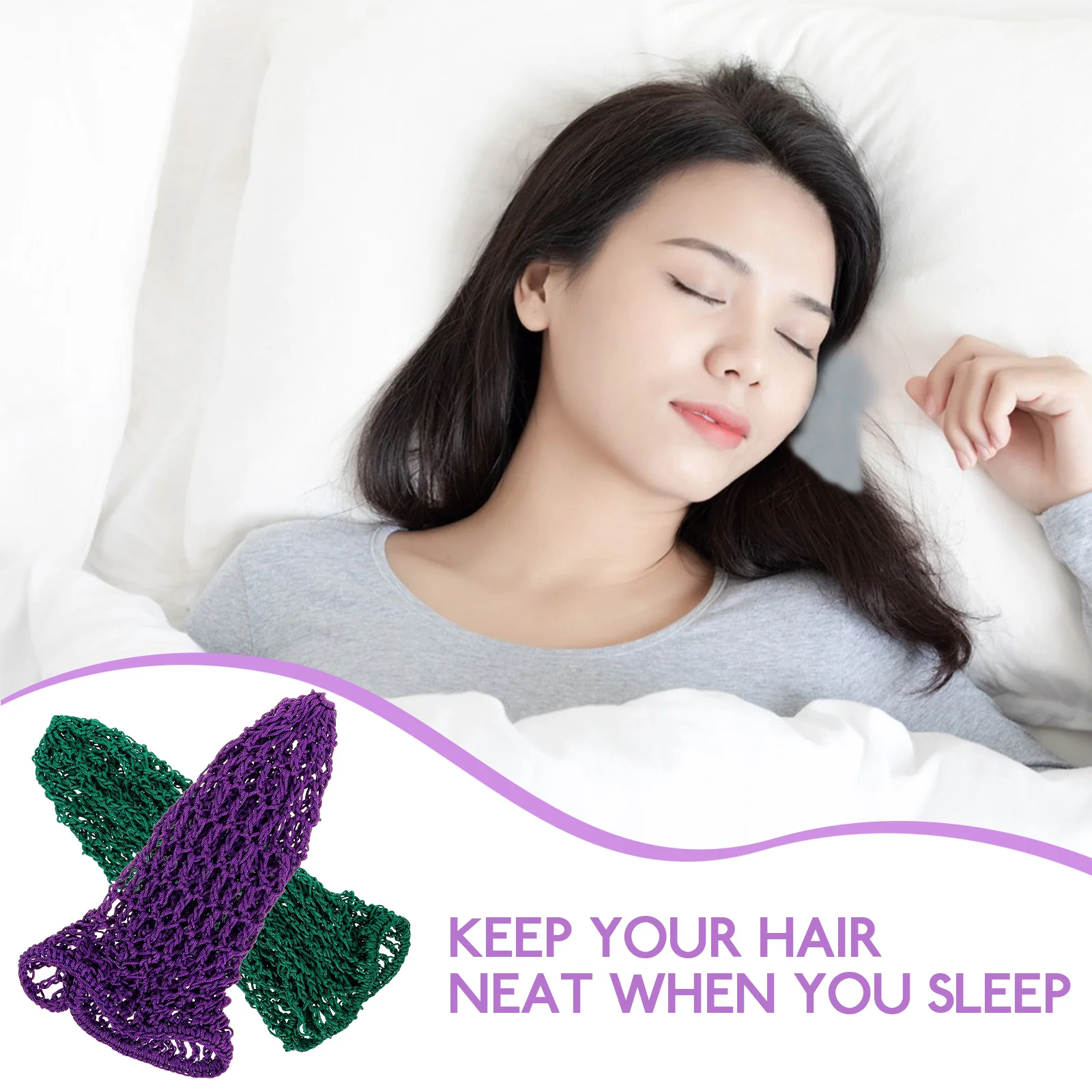 

2 Pcs Mesh Hat Crochet Sleeping for Long Hair Net Wrap Cover Curly Miss