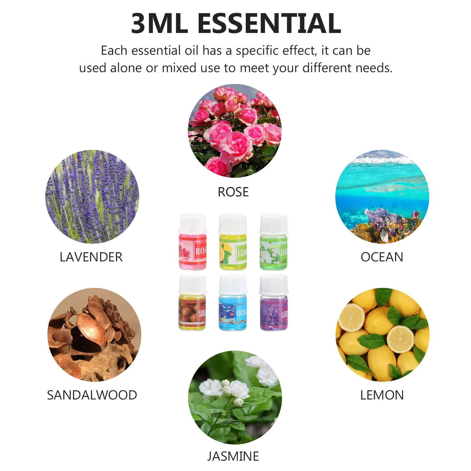 

Набор из 6 ароматических эфирных масел: лаванда, жасмин, океанское дерево, сандал для спа-процедур, диффузора, релаксации и ухода