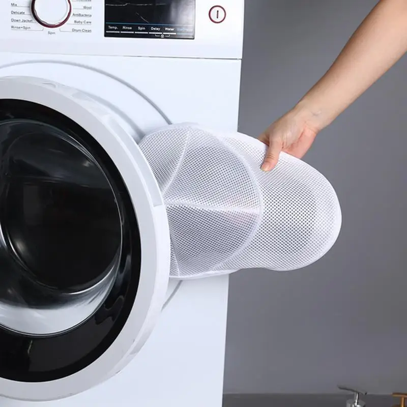 1/2 pz cappello Wash Protector berretto da Baseball Cleaner sacchetto della biancheria sacchetto del cappello di lavaggio lavatrice borsa a rete forniture per la pulizia della casa