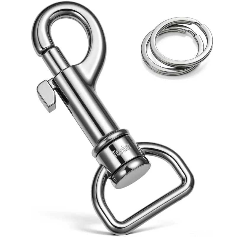 Titanium Alloy Swivel Snap Hook Keychain Heavy Duty Rotatable Clasp Clip for Keys Pet Leash Bag DIY Handmade Craft EDC Gear