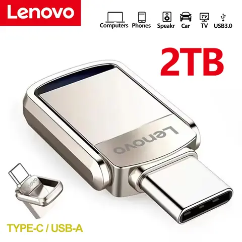 Pendrive Lenovo Mini USB 3.0 2TB Szybki Dysk Flash Typu C 1TB Metalowy OTG Memory Stick 512GB 128GB Szybki Transfer Plików U Disk