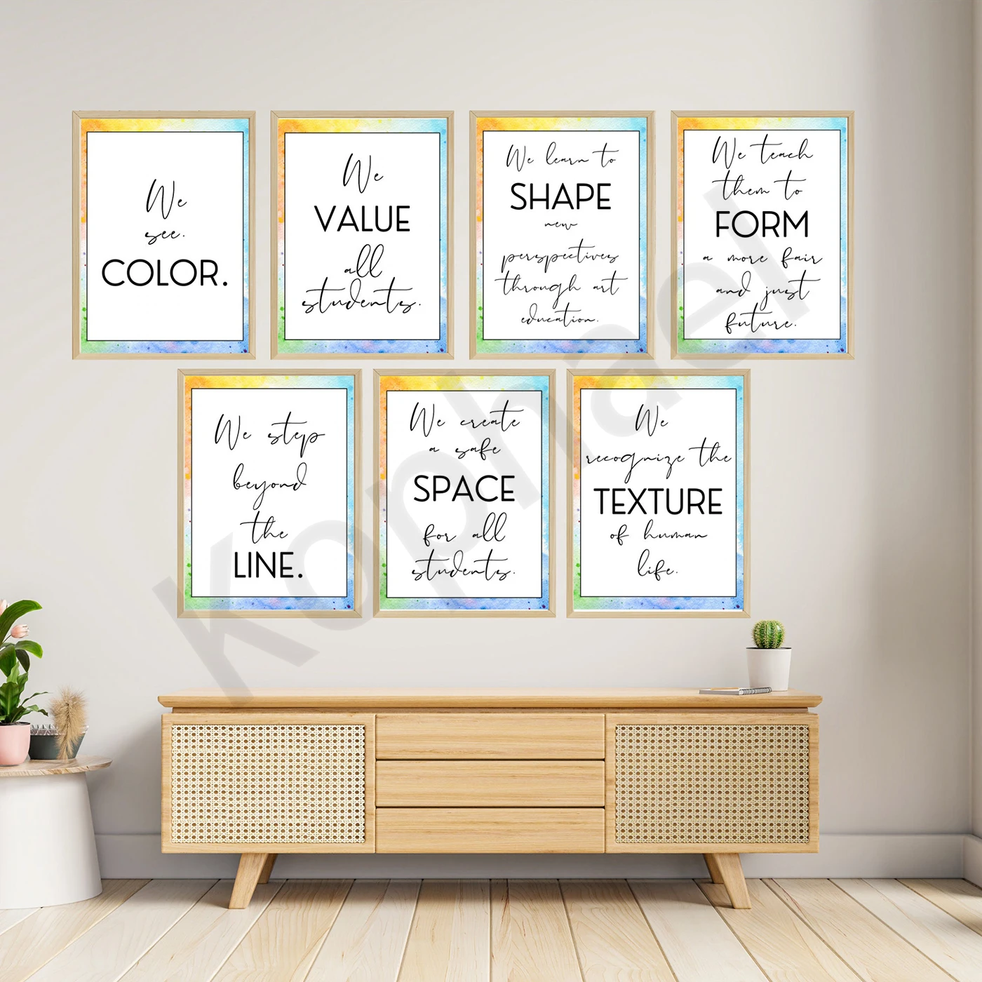 Watercolor Elements of Art Classroom Philosophies. Abstract Geometric Art. School Home Education. Wall Decor Poster