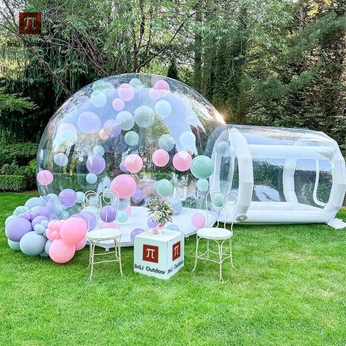 Imagen 2 del producto Casa de burbujas inflable para niños, tienda de juegos con soplador, cúpula transparente de PVC para exteriores, trampolín para fiesta de cumpleaños, juegos y regalos 