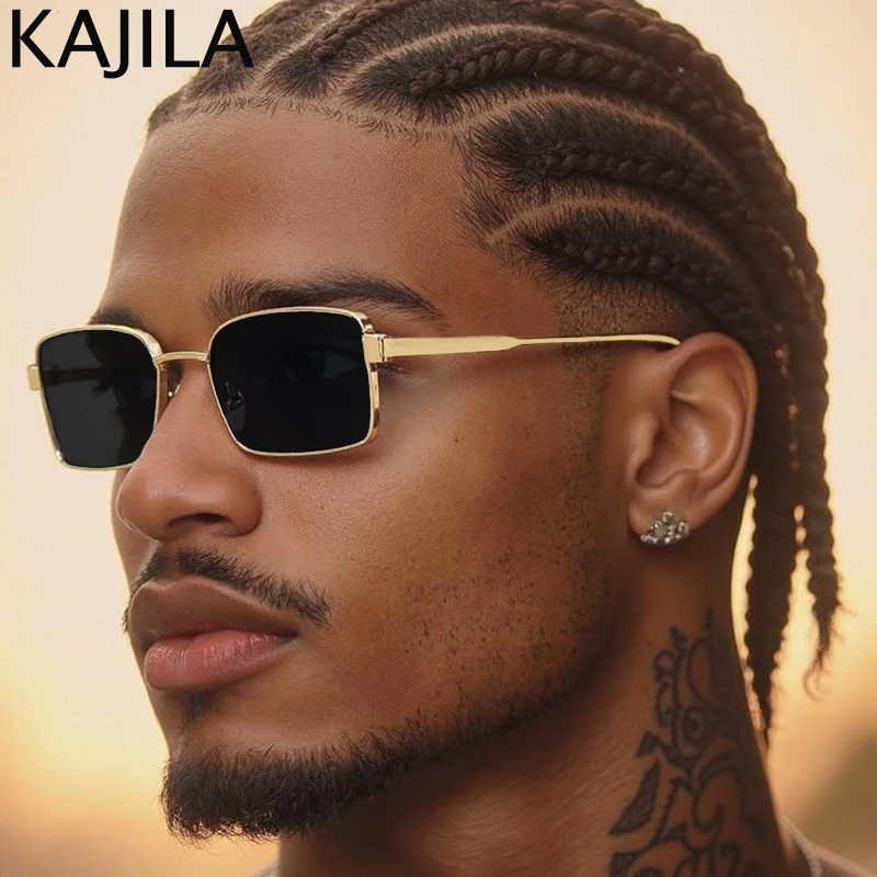 

Retro Small Rectangle Steampunk Sunglasses Men 2025 Luxury Brand Classic Metal Frame Punk Sun Glasses Vintage Eyewear For Male