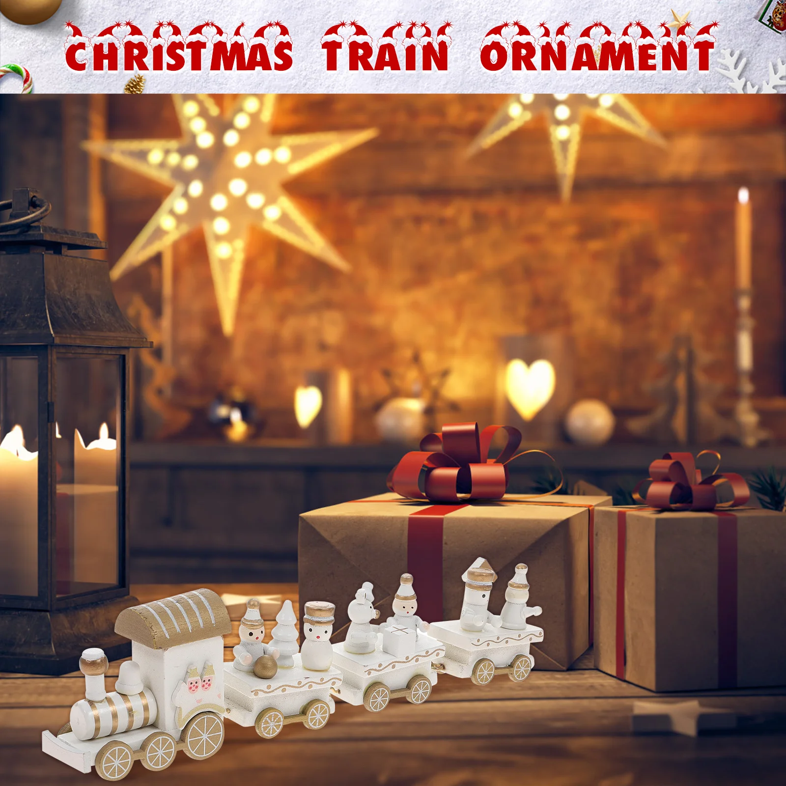 عيد الميلاد قطار خشبي الديكور قسط الخشب صديقة للبيئة الطلاء احتفالي سطح المكتب زخرفة حزب مهرجان هدية