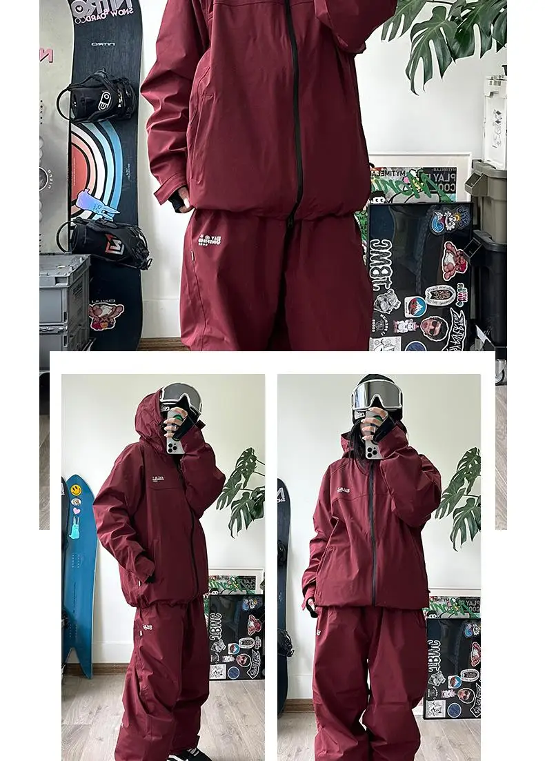 John Snow 2025 Neuer Unisex Ski-Anzug für Einzel- und Doppelbretter, Locker Geschnittener Wasserdichter Wärmehaltender Skianzug mit Skihose und Skijacke – Detail 20