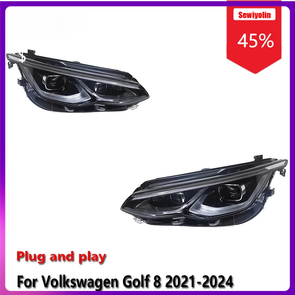 

Автомобильные светодиодные лампы Sewiyolin в сборе для Volkswagen Golf 8 2021-2024, противотуманные фары DRL, стоп-сигналы поворота, Plug and Play