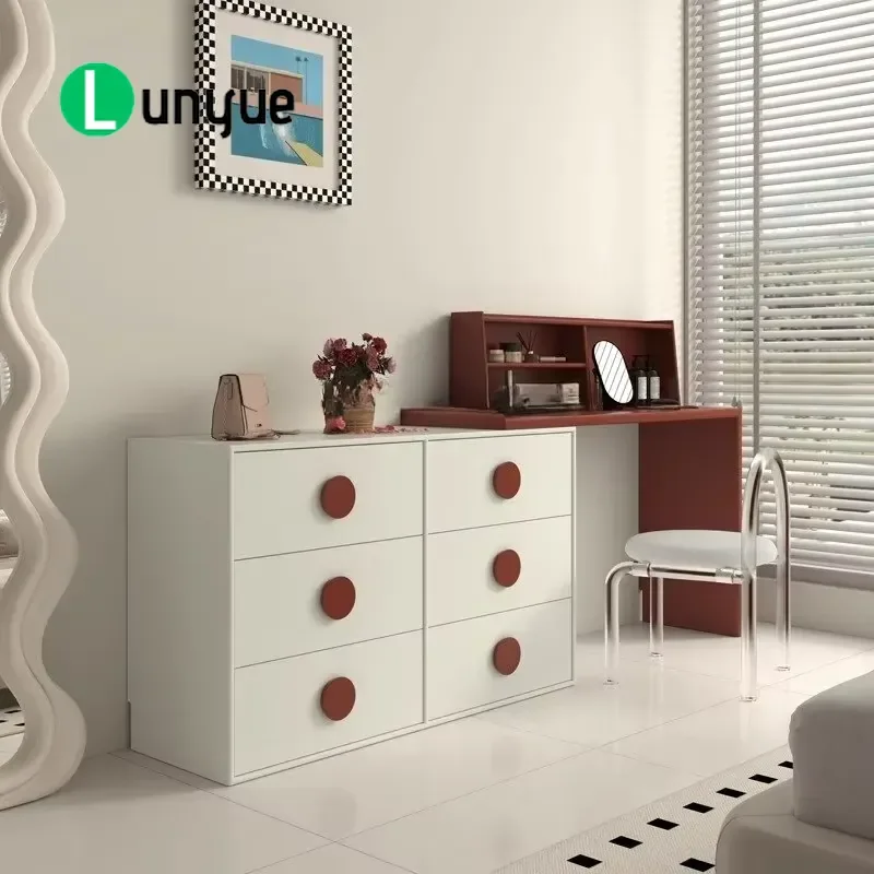 Modern Luxury Solid Wood Rotating Dresser Foldable Drawer Vanity Table Multi Color Storage Cabinet for Bedroom Home Decor