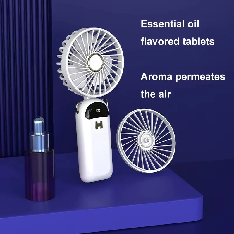 Xiaomini Fan Rechargeable Handheld Fan, Ultra Quiet 5 Speeds High Speed Airflow Portable Fan with Powerful Battery Long Lasting