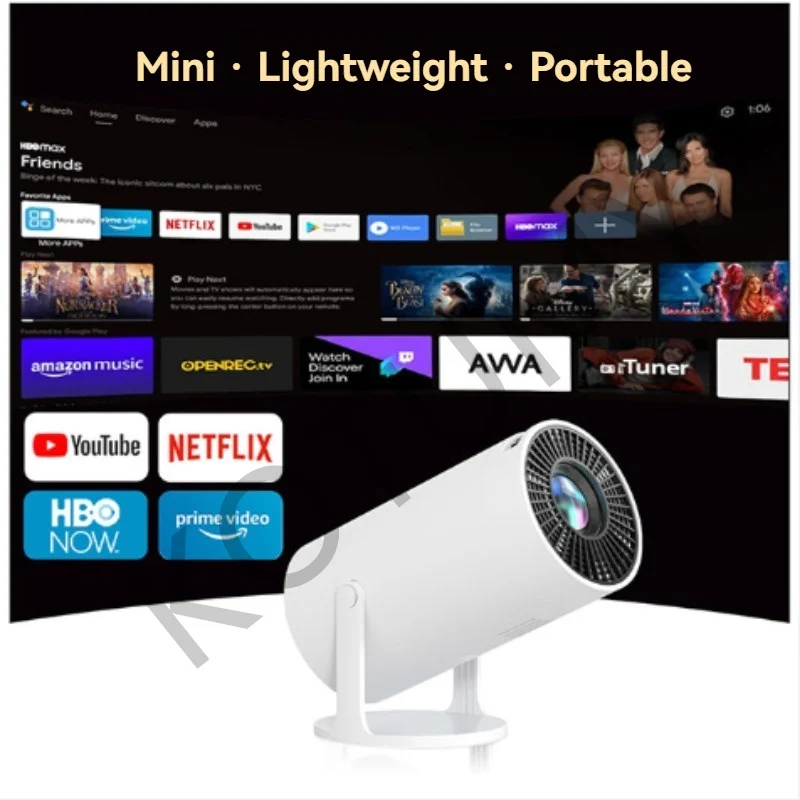 Smart Mini Projector Android Supports WiFi, Screen Mirroring, Smart Home Cinema, Outdoor Camping, HD Portable Projector