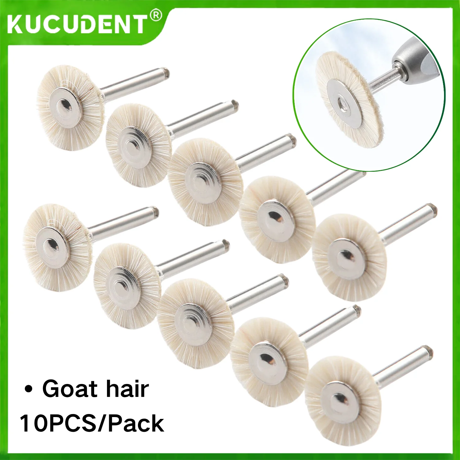 

10 шт., щетка для полировки зубов, колесо из белой козьей шерсти для низкоскоростного наконечника для шлифования керамики/металла, полировщик зубов